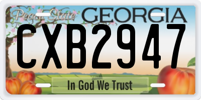 GA license plate CXB2947