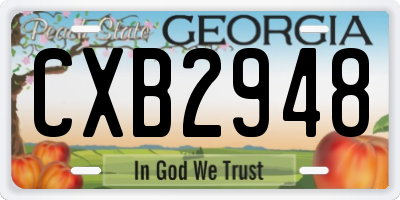 GA license plate CXB2948