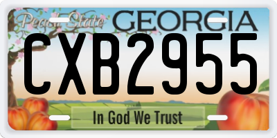 GA license plate CXB2955