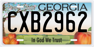 GA license plate CXB2962