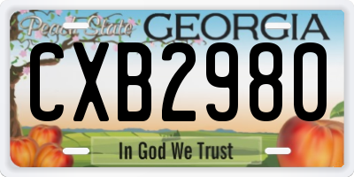 GA license plate CXB2980