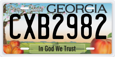 GA license plate CXB2982