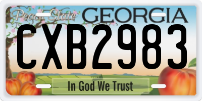 GA license plate CXB2983
