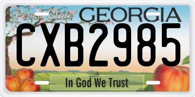 GA license plate CXB2985