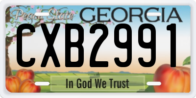 GA license plate CXB2991