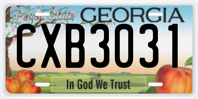 GA license plate CXB3031