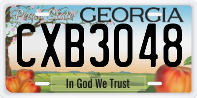 GA license plate CXB3048
