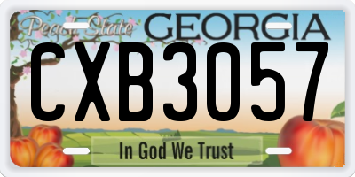 GA license plate CXB3057