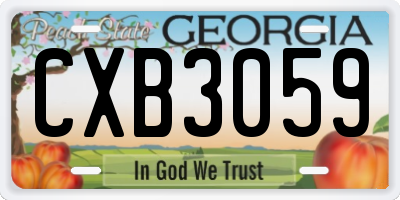 GA license plate CXB3059