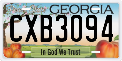 GA license plate CXB3094