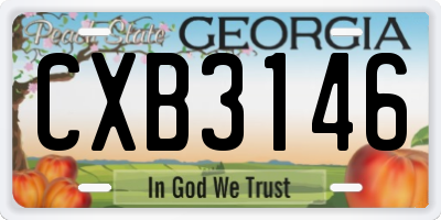 GA license plate CXB3146