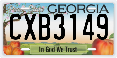 GA license plate CXB3149