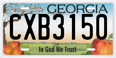 GA license plate CXB3150