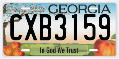 GA license plate CXB3159