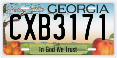 GA license plate CXB3171