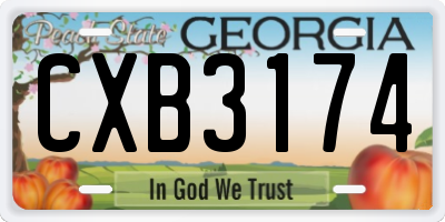 GA license plate CXB3174