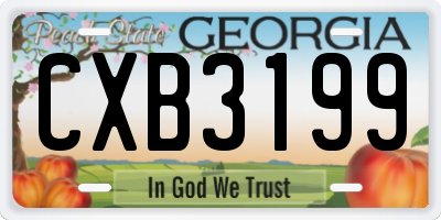 GA license plate CXB3199