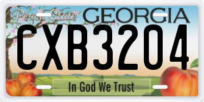 GA license plate CXB3204