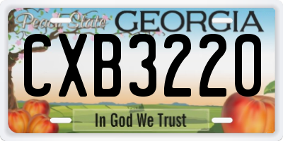 GA license plate CXB3220
