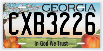 GA license plate CXB3226