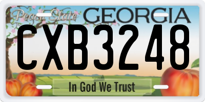 GA license plate CXB3248