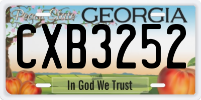 GA license plate CXB3252