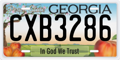 GA license plate CXB3286