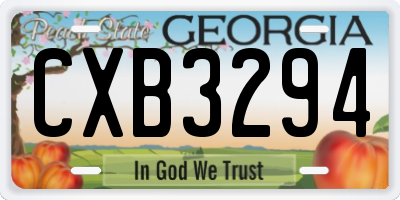 GA license plate CXB3294