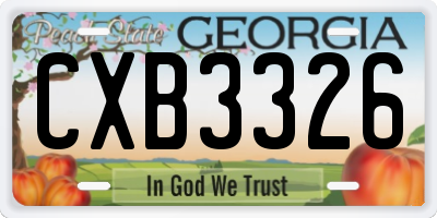 GA license plate CXB3326