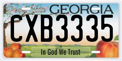 GA license plate CXB3335