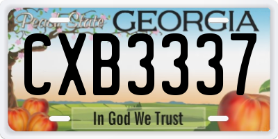 GA license plate CXB3337