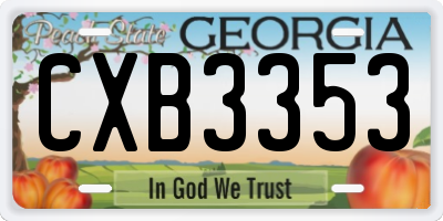 GA license plate CXB3353