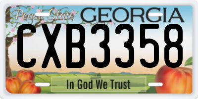GA license plate CXB3358