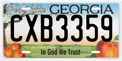 GA license plate CXB3359