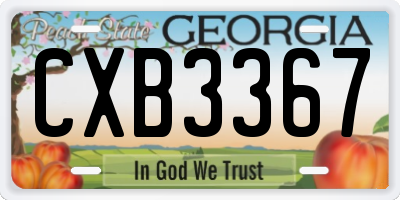 GA license plate CXB3367