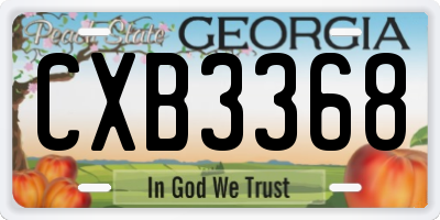 GA license plate CXB3368