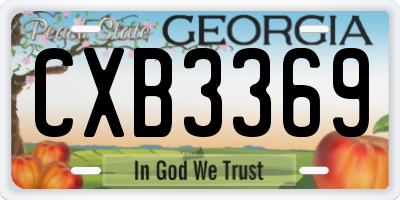 GA license plate CXB3369