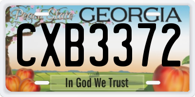 GA license plate CXB3372