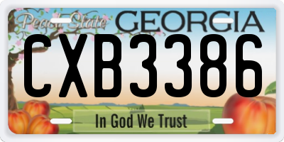 GA license plate CXB3386