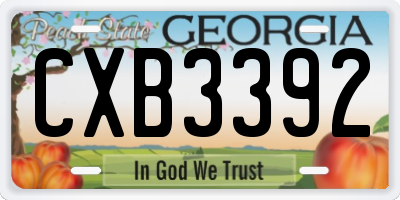 GA license plate CXB3392
