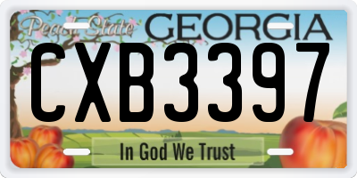 GA license plate CXB3397