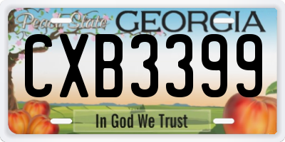 GA license plate CXB3399
