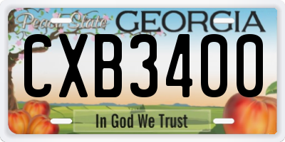 GA license plate CXB3400
