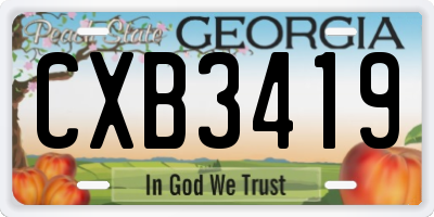 GA license plate CXB3419