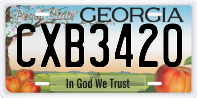 GA license plate CXB3420