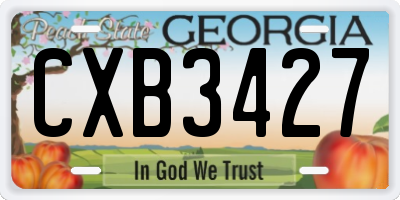 GA license plate CXB3427