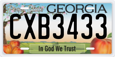 GA license plate CXB3433