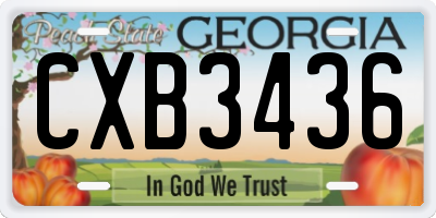 GA license plate CXB3436