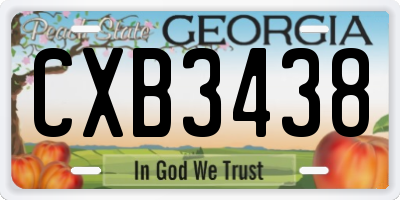 GA license plate CXB3438