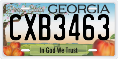 GA license plate CXB3463